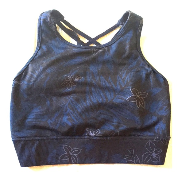 Idealfit High Neck Strappy Blue Sports Bra CropTop - Picture 4 of 6